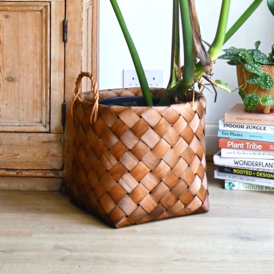 Natural Basket Planter - Brown 23cm - Image 2