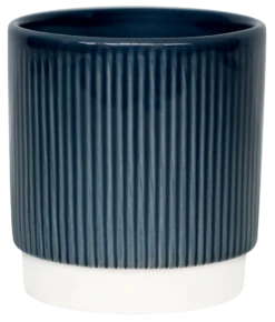 Athens Ceramic Reactive Glaze Indoor Ribbed Plant Pot Blue (13cm Pot)