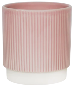 Athens Ceramic Reactive Glaze Indoor Ribbed Plant Pot Pink (13cm Pot)